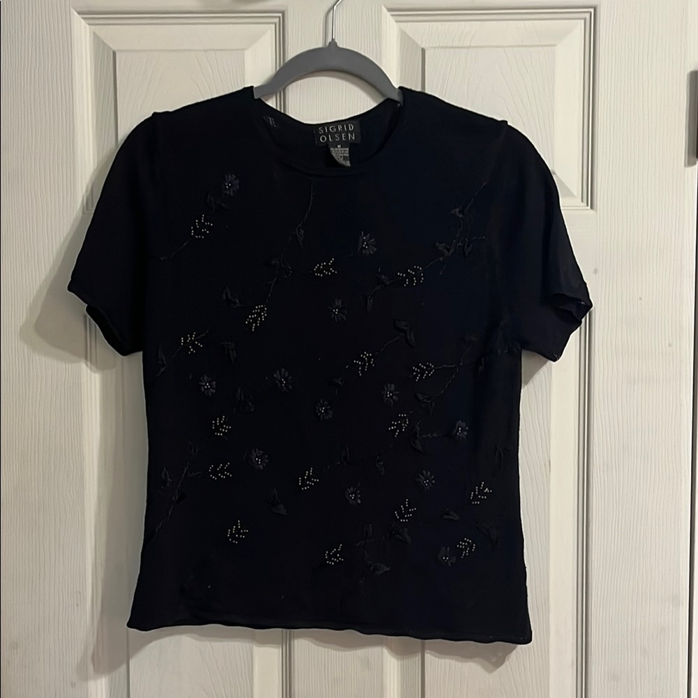 Sigrid Olsen Black Short Sleeve T-Shirt